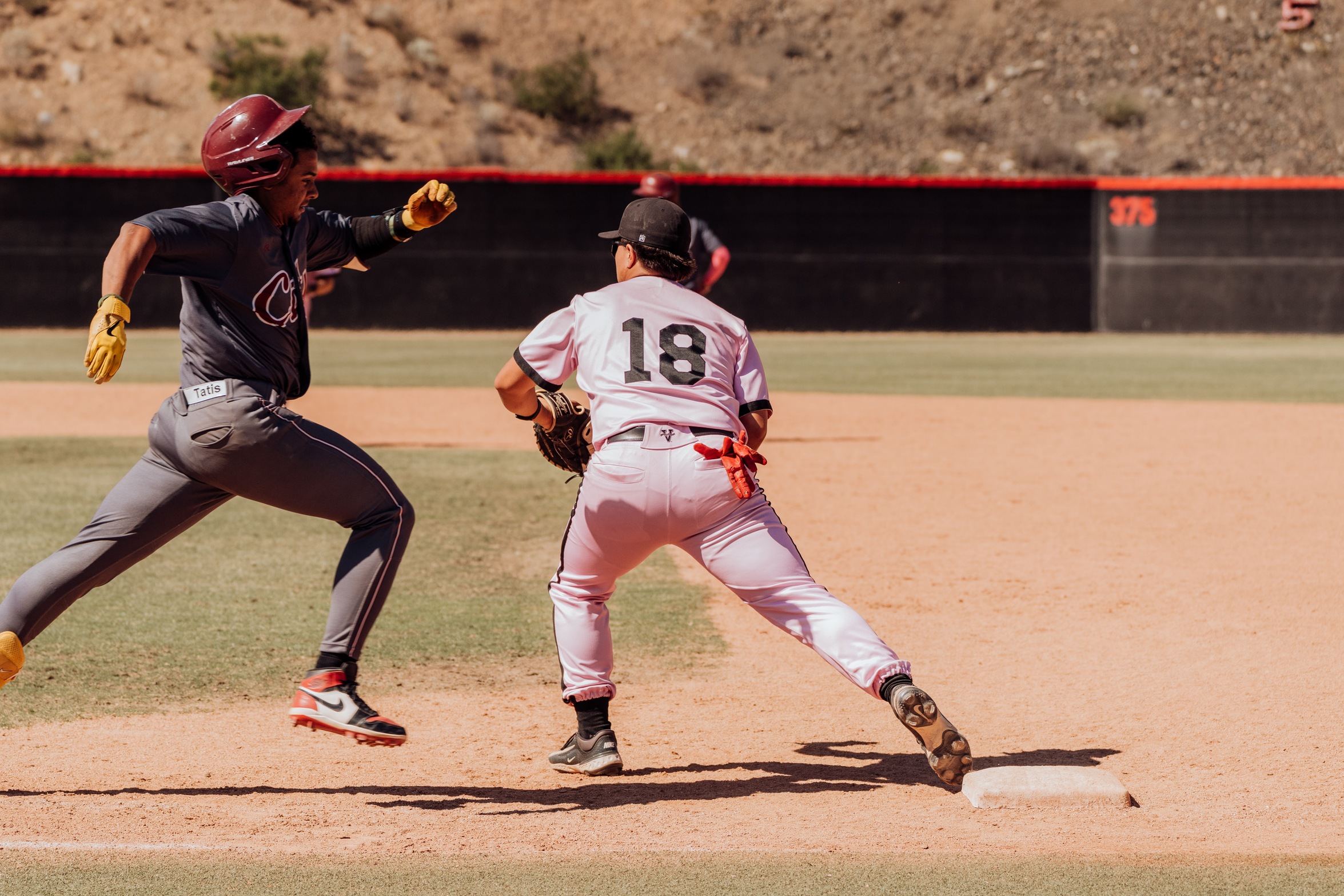 Adrian Macias playing first base. Photo by Hector Flores.