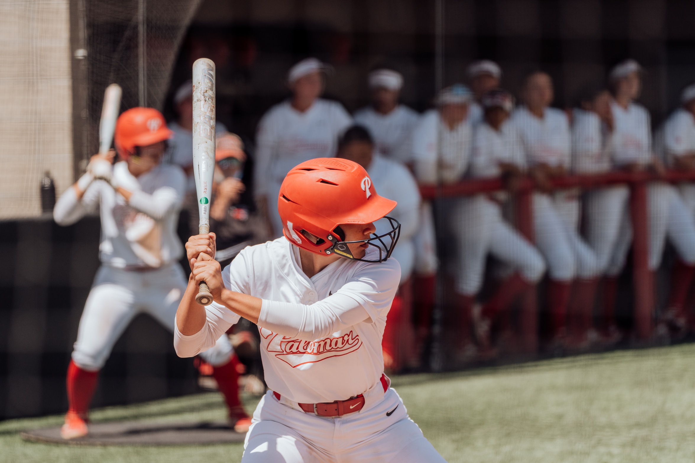 Gisele Gonzalez at-bat during the Fullerton College game. 